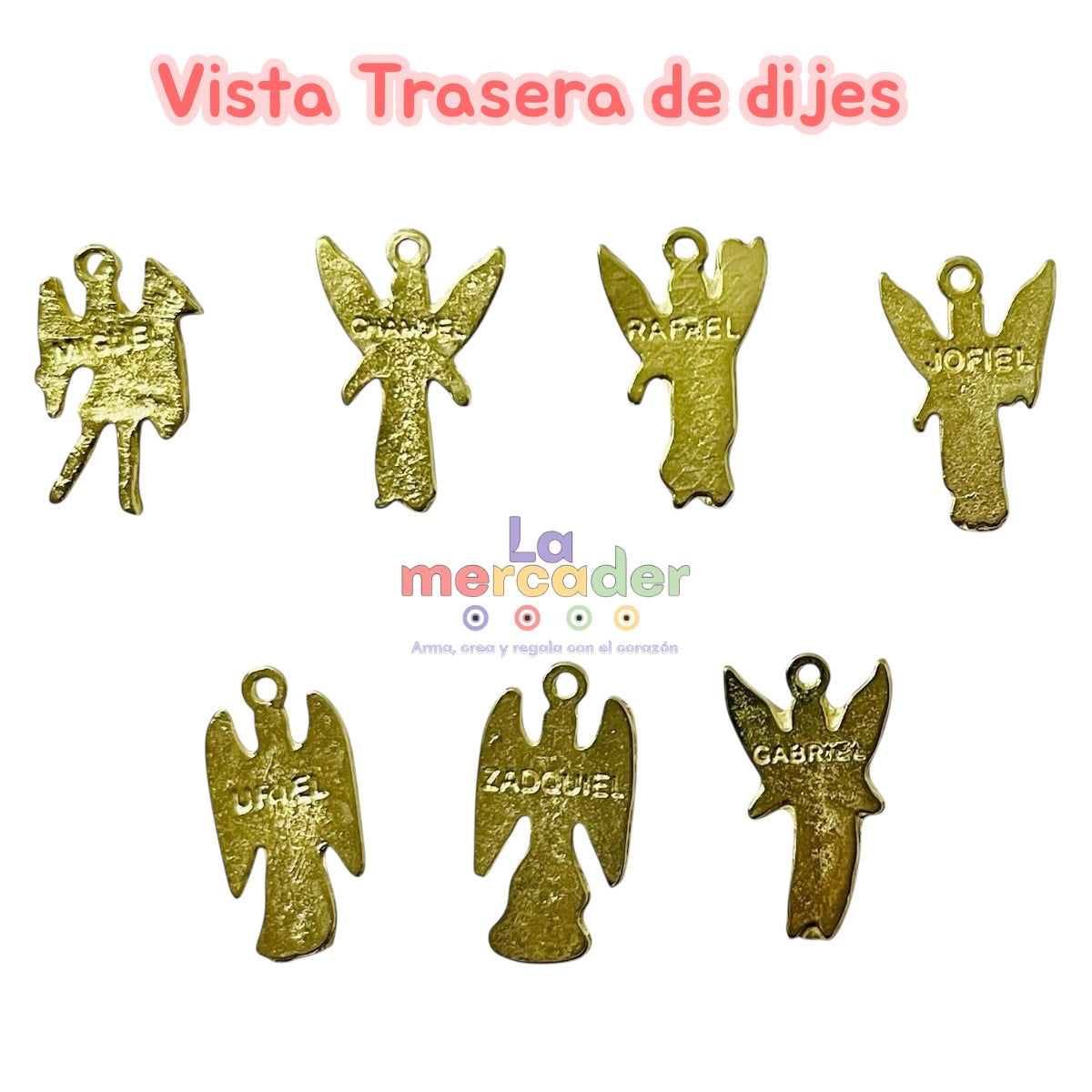 7 Arcángeles, Dijes Metálicos color Dorado