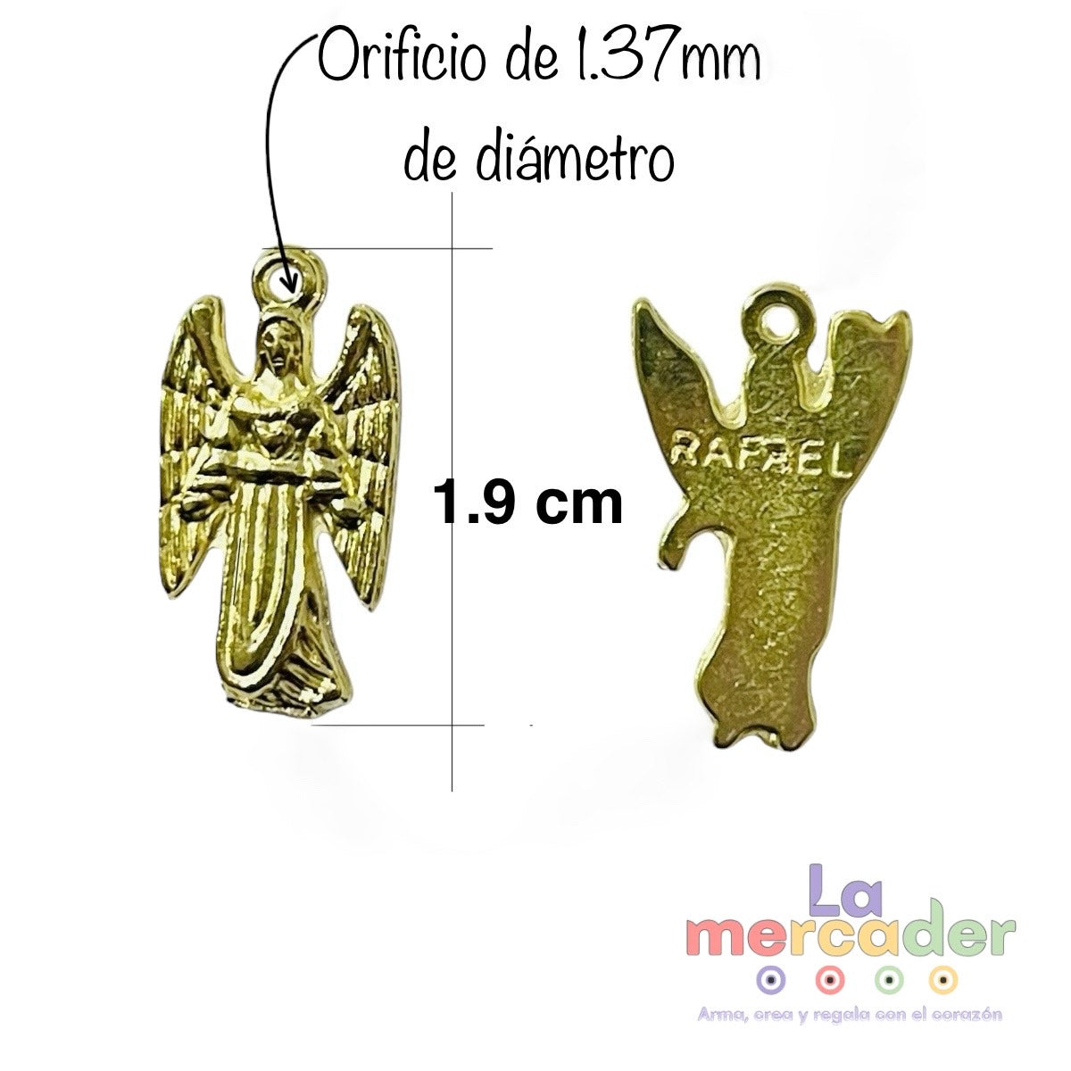7 Arcángeles, Dijes Metálicos color Dorado