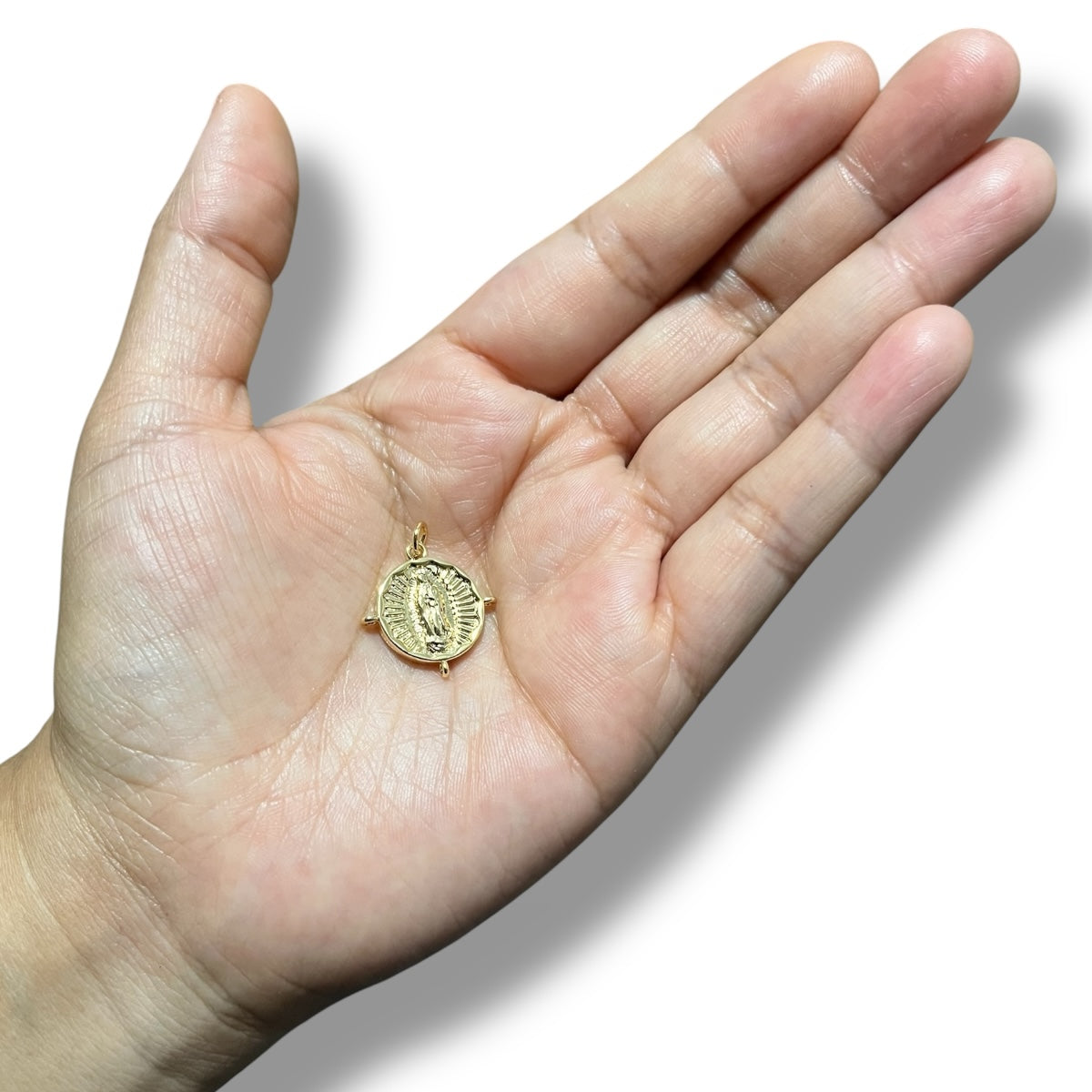 1 dije Medalla de Virgen doble vista Chapa de Oro