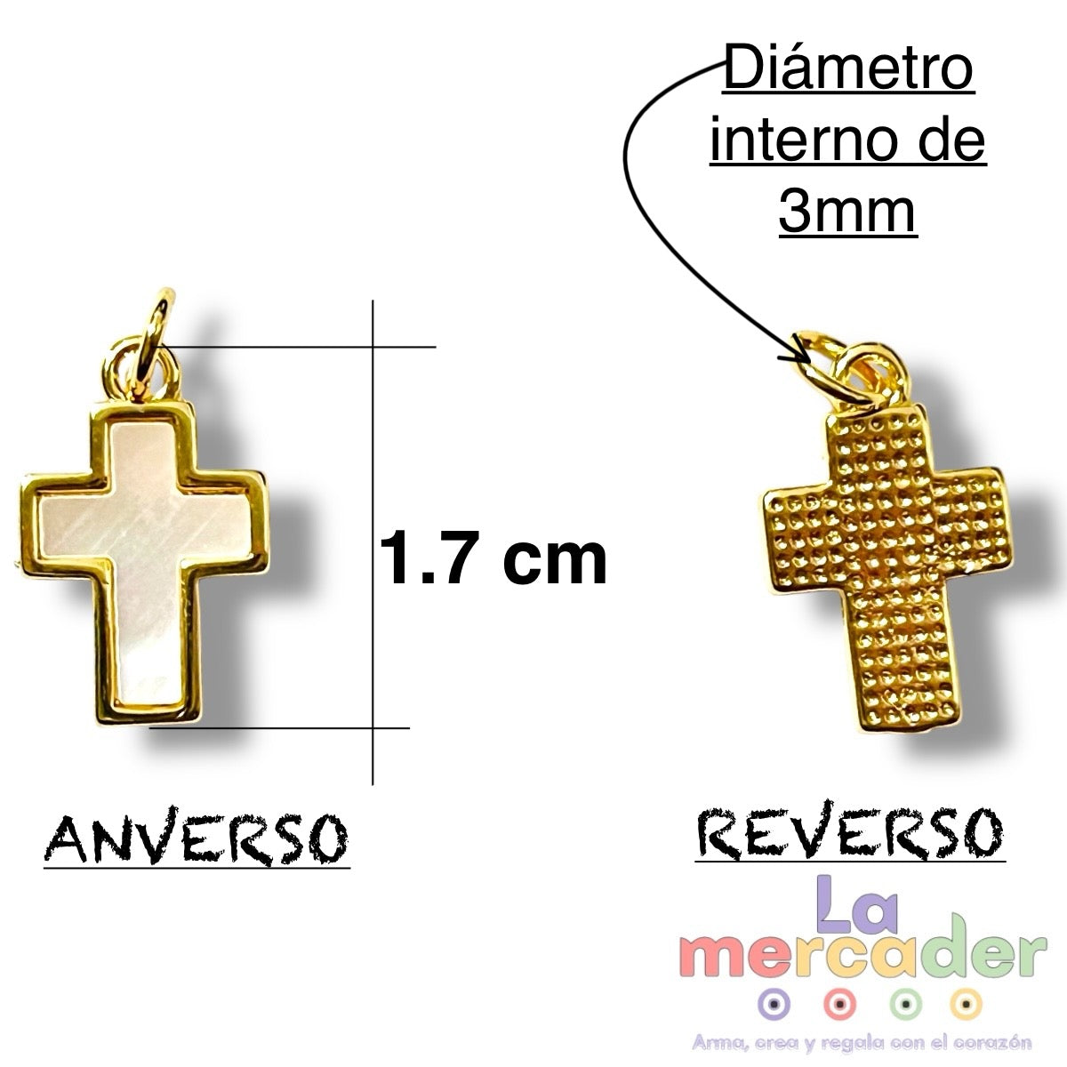 1 pz Dije Cruz con Nácar, Chapa de Oro