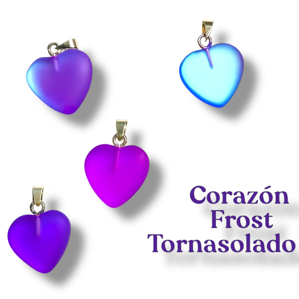 1pz Corazón Murano Frosted Aurora Boreal