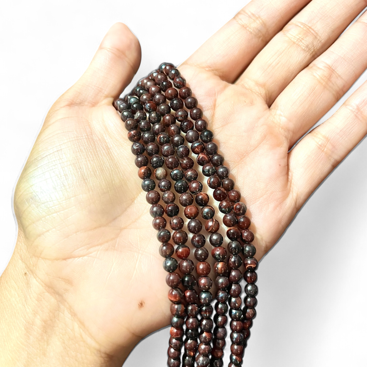 1 tira Ojo de Buey u ojo de tigre rojo, piedra natural