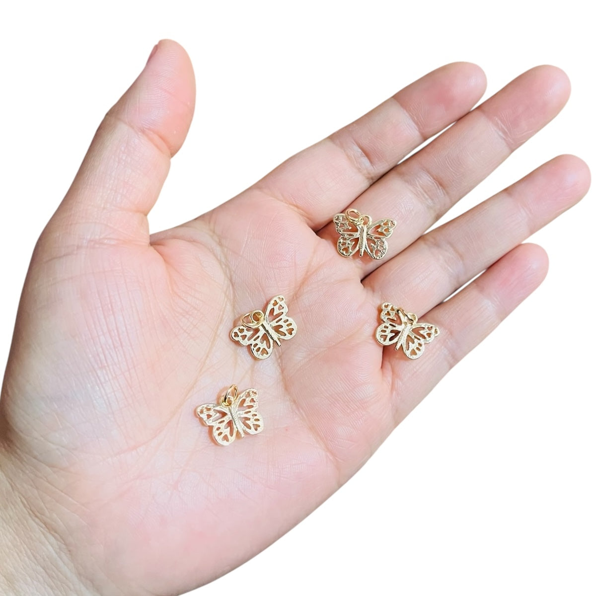 1 pz Dije Mariposa Calada Chapa de Oro