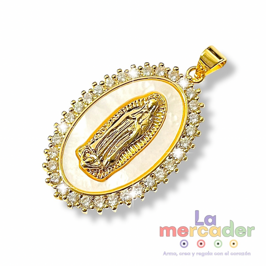 Medalla Virgen de Guadalupe, Chapa de oro con Circonias