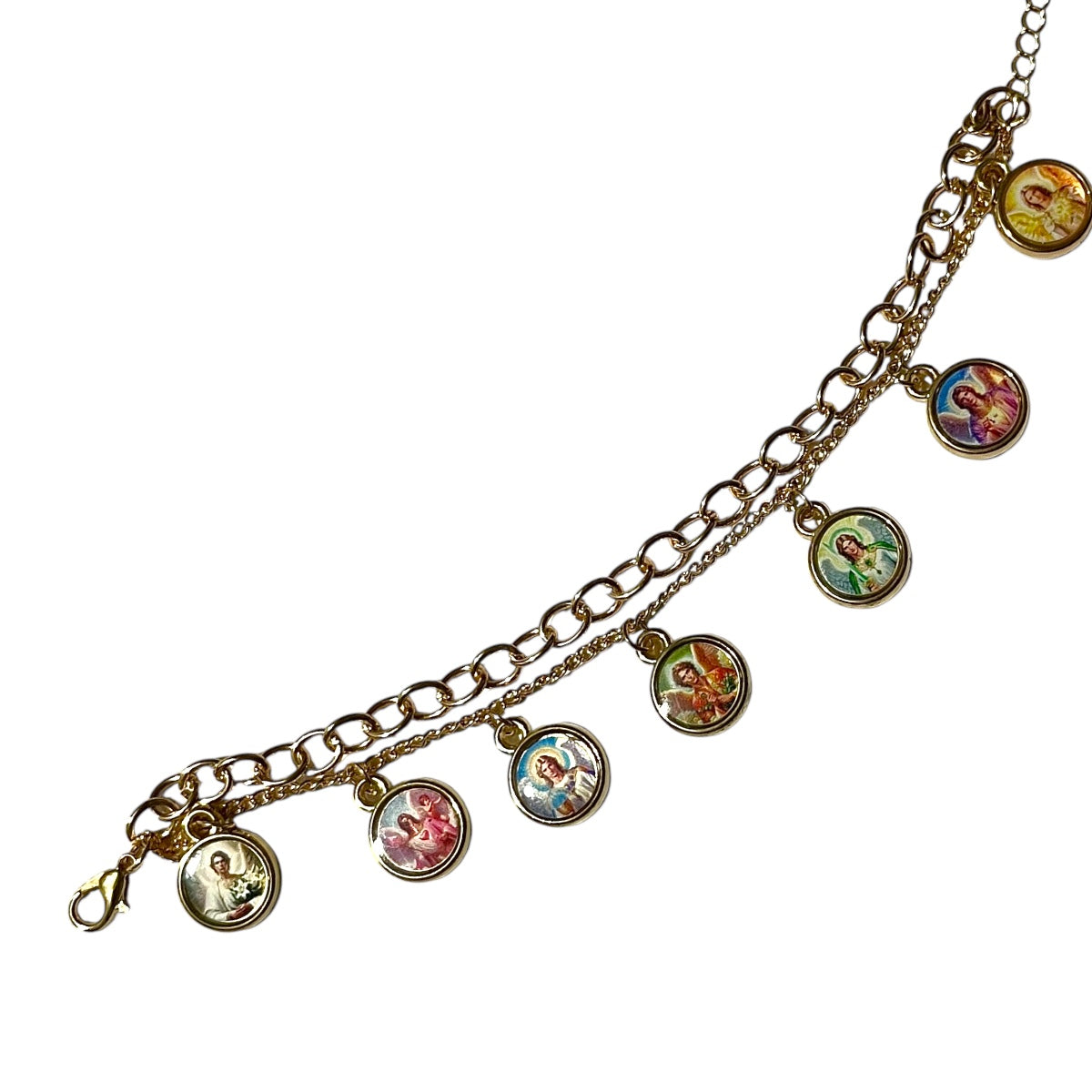 Pulsera 7 arcángeles dorado