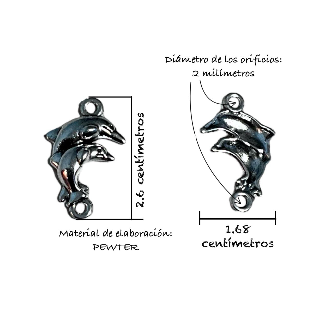 50pz dije delfín pewter para bisutería