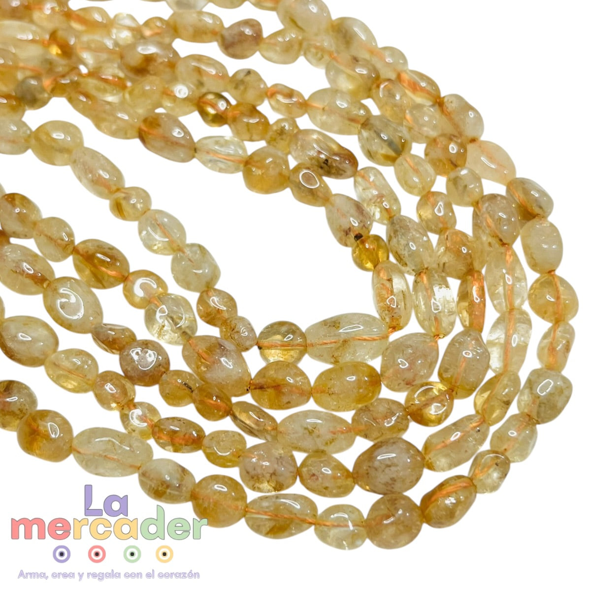Citrino Nugget 6-8 mm Tira 46-48 Piezas | Piedra Natural Amarilla para Pulseras y Collares