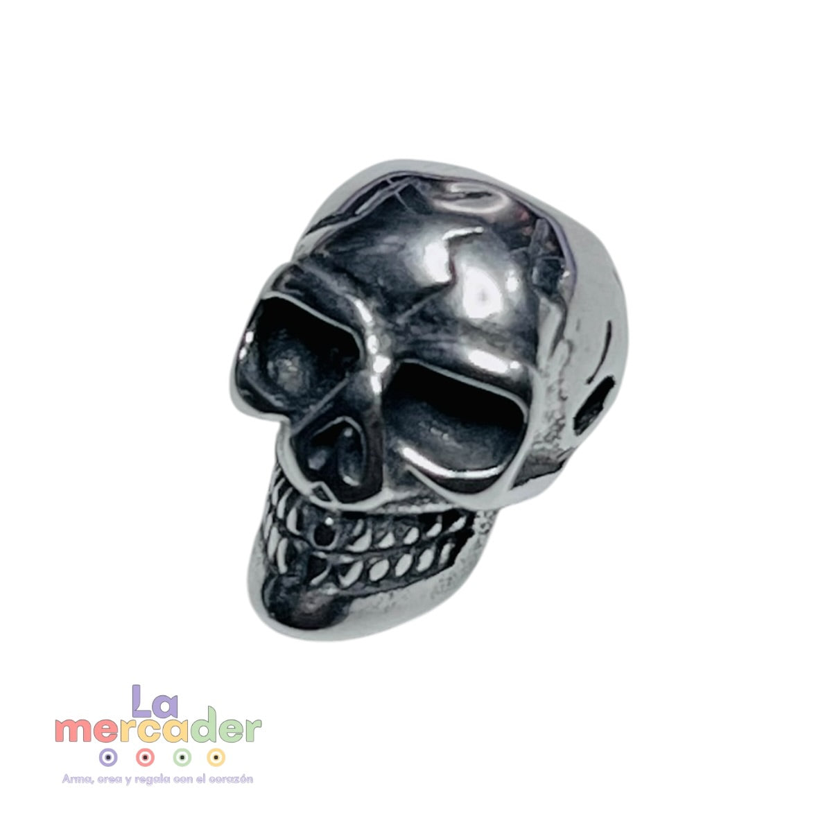Dije Calavera Acero Inoxidable 304 10 mm | Charm Skull Plateado para Pulseras y Collares Rocker