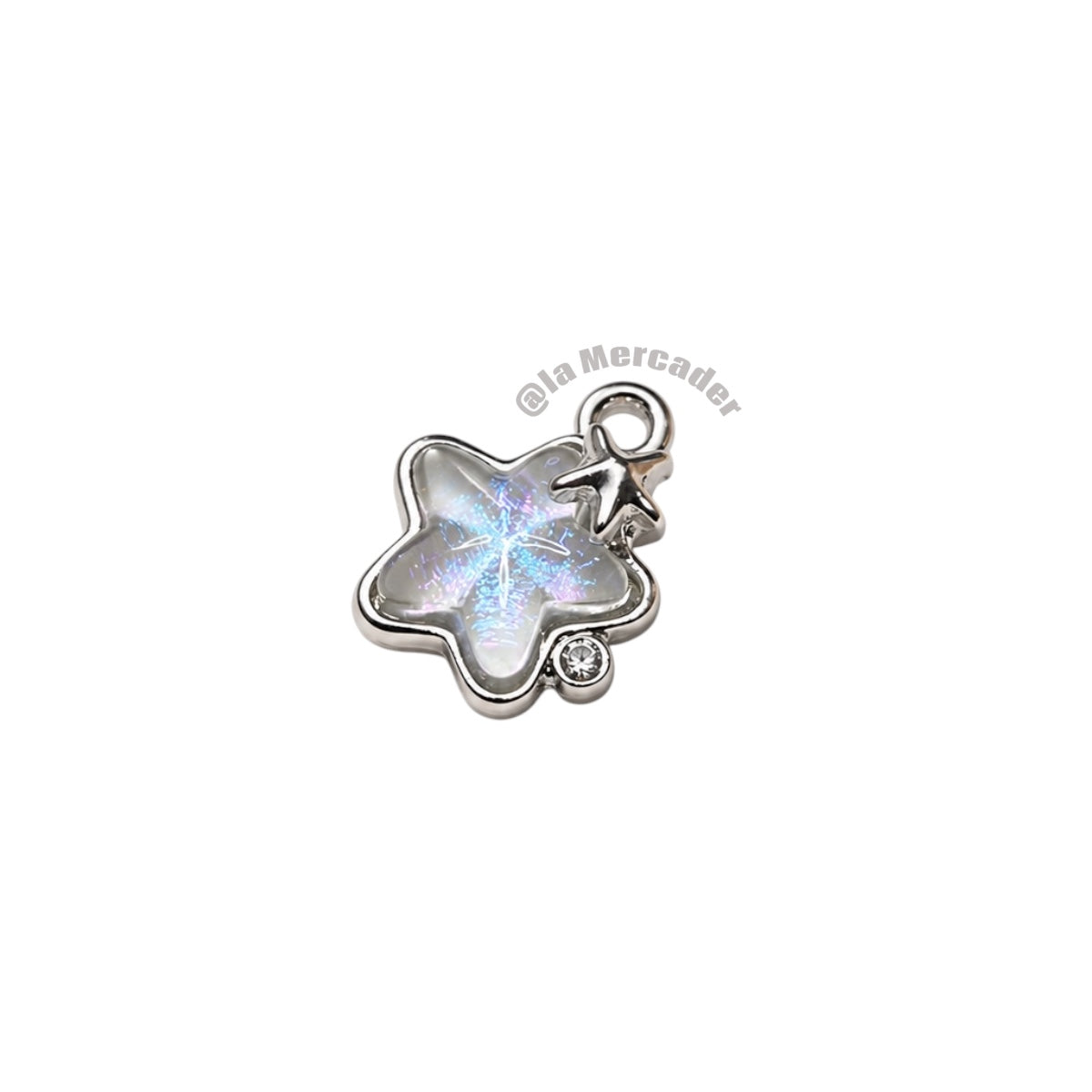 Dije Estrella Tornasol de Acero Inoxidable ✨ Dijes Plateados con Encapsulado Iridiscente para Bisutería y Accesorios