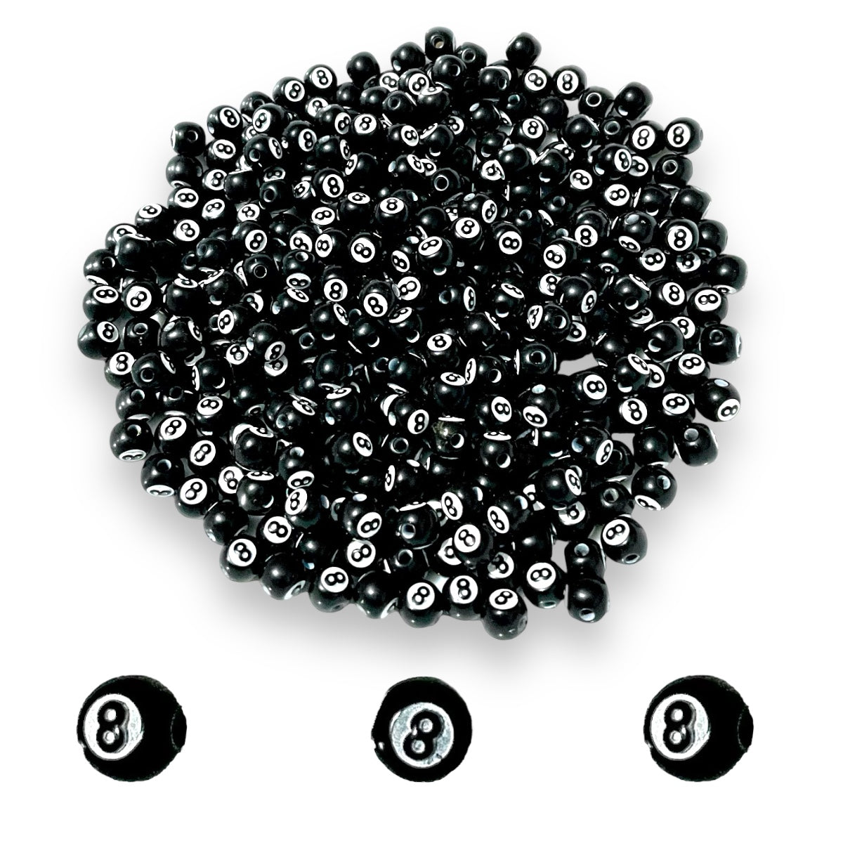 200 pz Bola 8 cuentas para bisutería 8mm