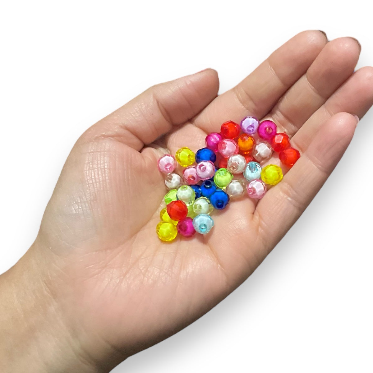 500 bola facetada 8 mm colores centro blanco, cuentas para bisutería