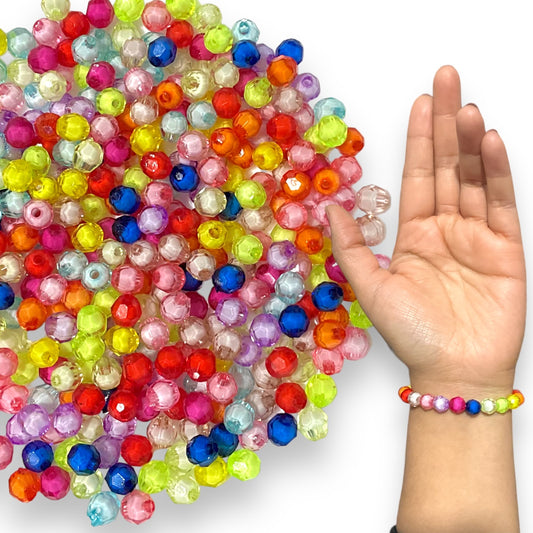 500 bola facetada 8 mm colores centro blanco, cuentas para bisutería