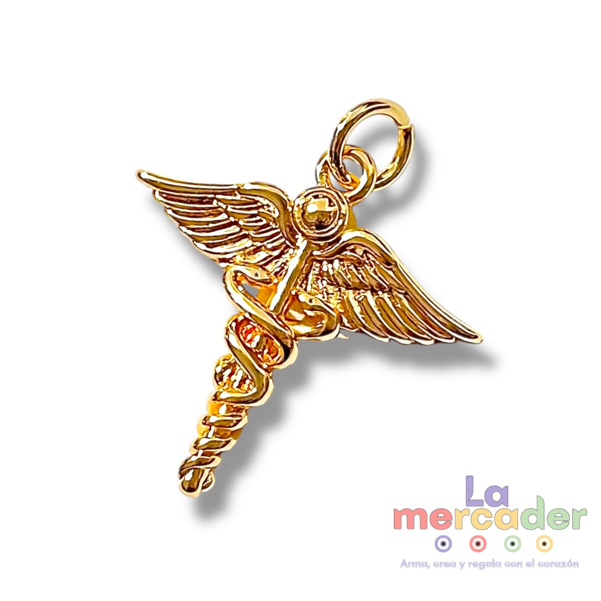 Dije Caduceo Médico Chapa de Oro