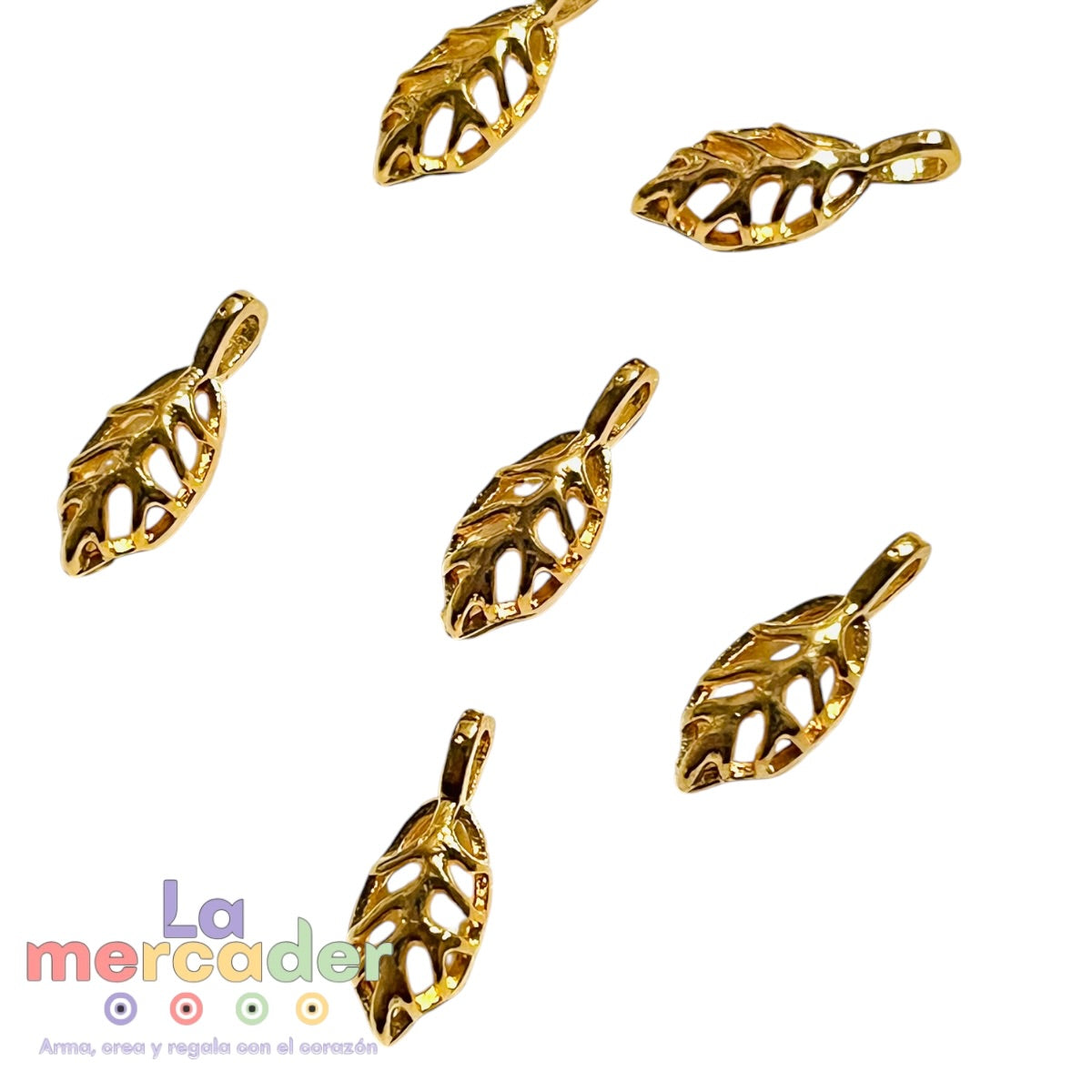 4pz Dije Hoja Calada Chapa de Oro 14K para Bisutería 12mm