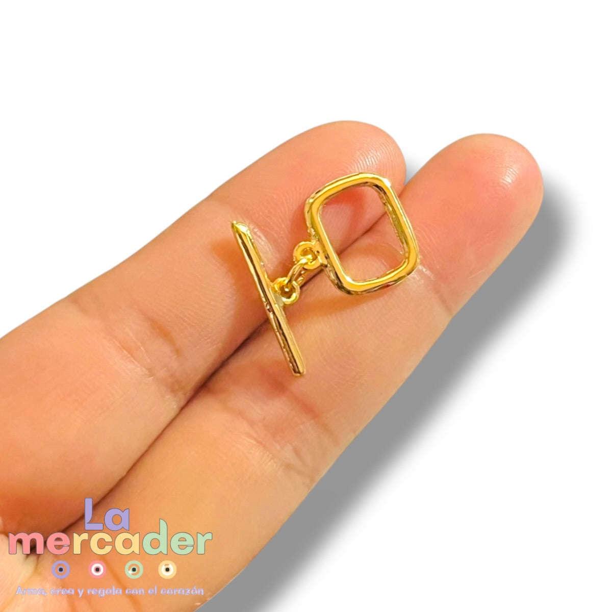 Broche Toggle Cuadrado de Chapa de Oro 13.5 mm para Pulseras y Collares