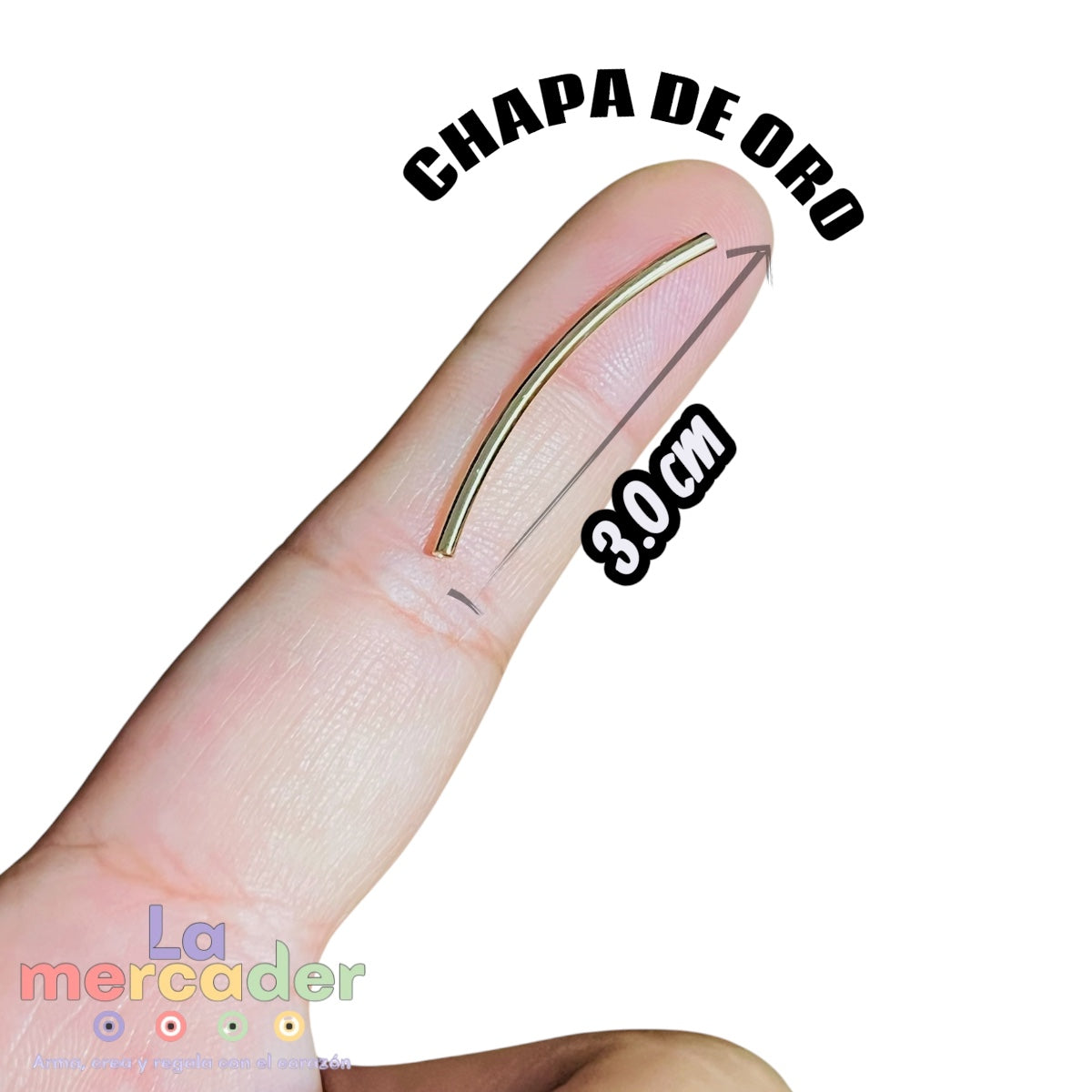 Pack 7 Tubos Curvos Chapa de Oro 14K para Pulseras | 3 cm