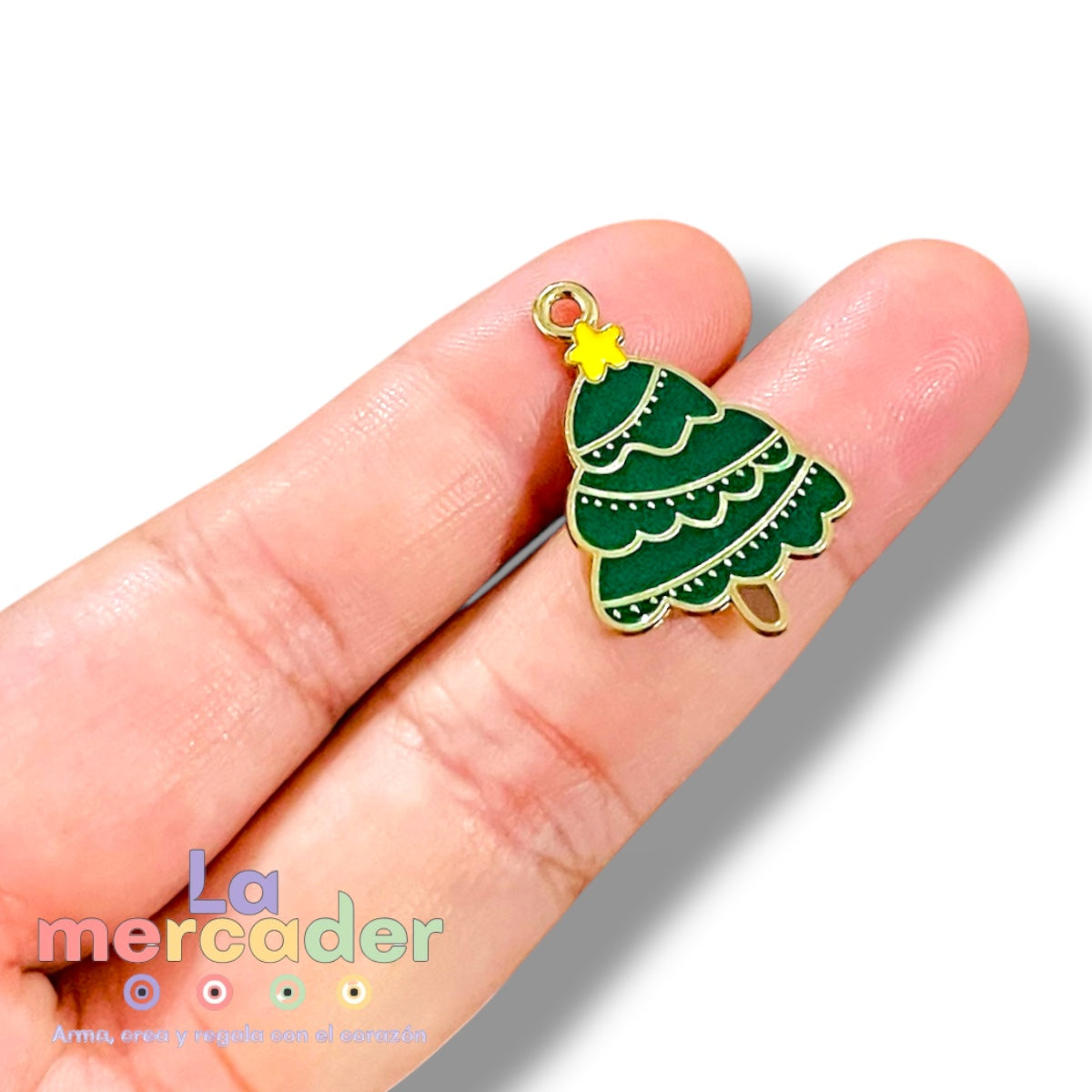 Pack de 5 Dijes de Árbol de Navidad Metálicos Esmaltados para Bisutería