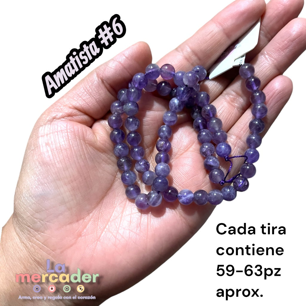 1 Tira de amatista natural – Cuentas redondas para bisutería energética