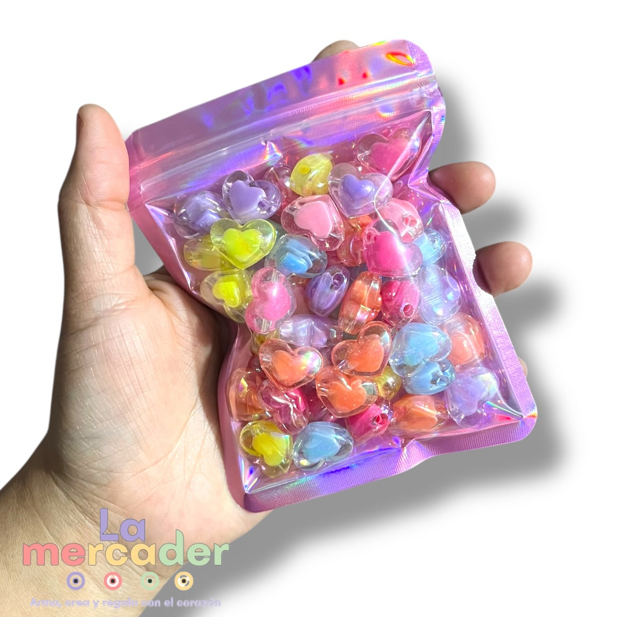 20 pz Corazones Glossy Chunky Multicolor – Set Surtido| Cuentas Plásticas para Bisutería Cute