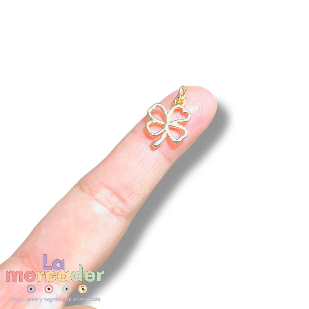 Dije Trébol Chapa de Oro 15 mm | Amuleto de Buena Suerte con Argolla