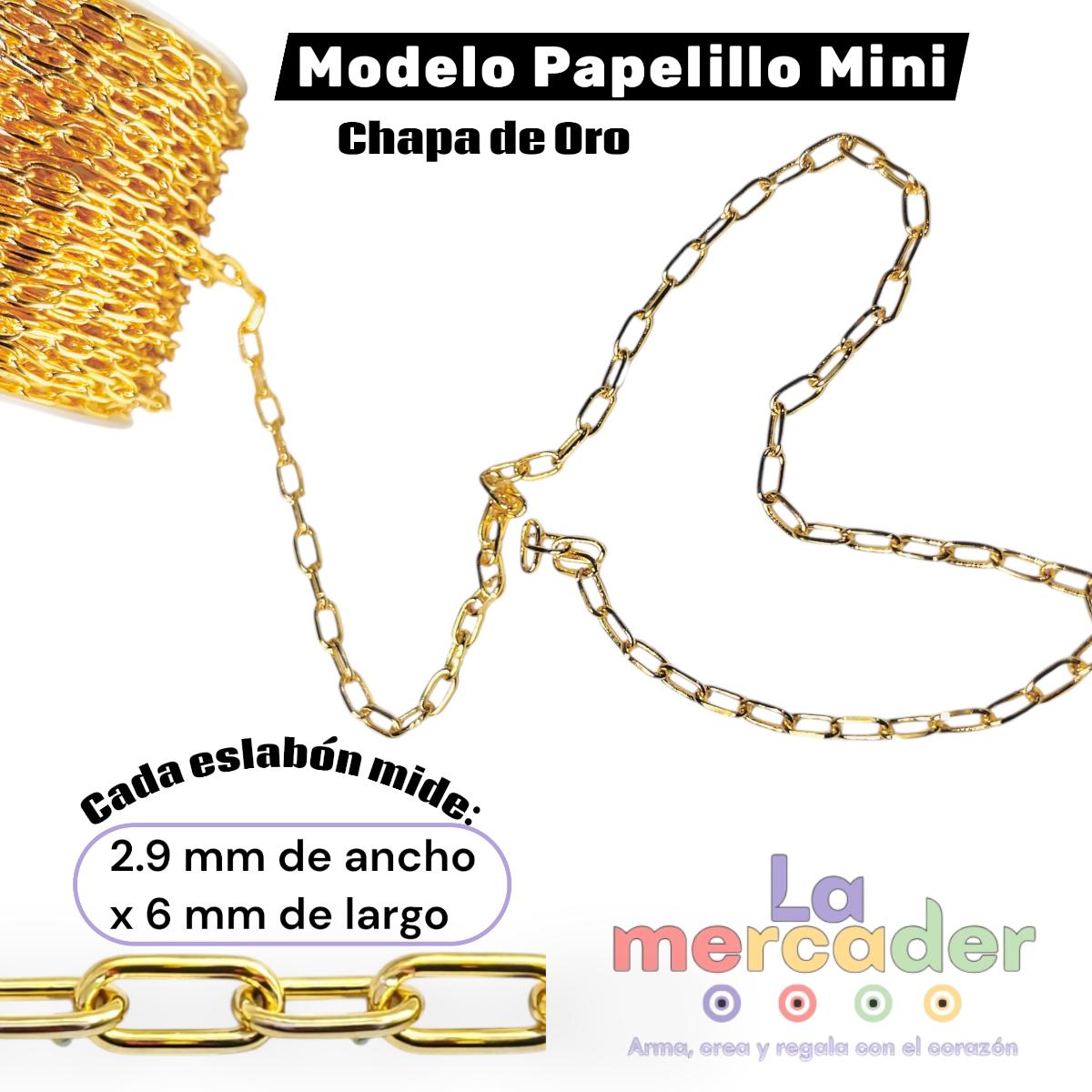 Cadena Chapa de Oro por Metro | Papelillo Grande, Mini y Oval