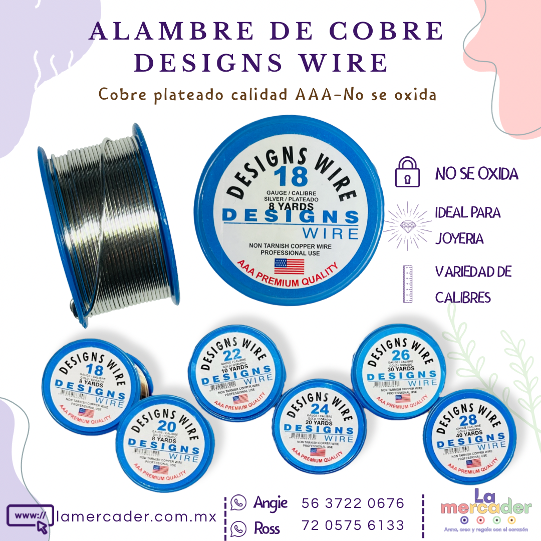 Alambre de Cobre Plateado Designs Wire – No se oxida, ideal para joyería y bisuteria
