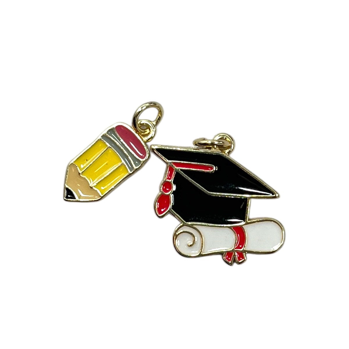 1 pz Dije Esmaltado de birrete con lápiz, para graduación, joyería y bisutería