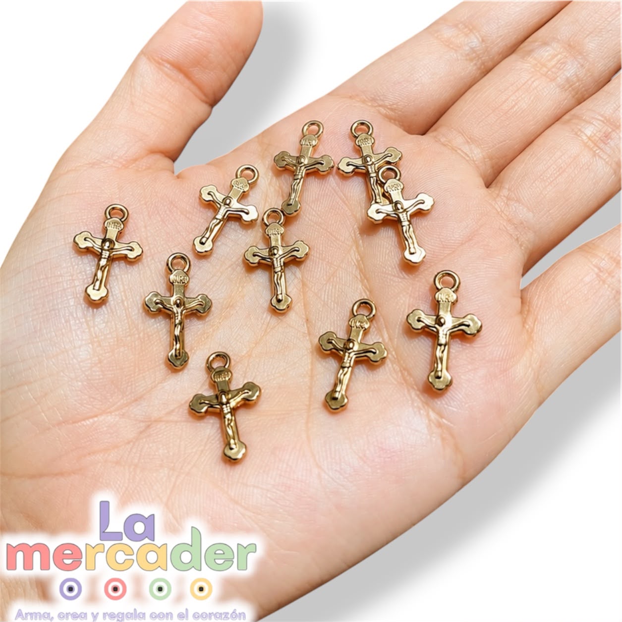 25 pz Crucifijo Mini Dorado Metálico