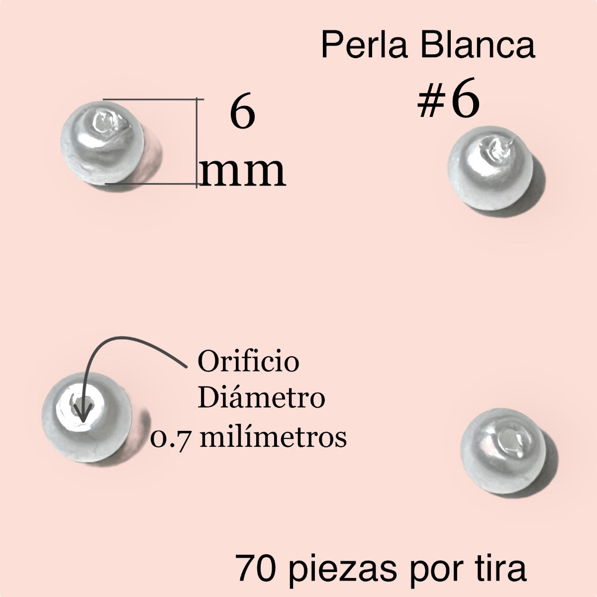 Perla blanca sintética en tira #6