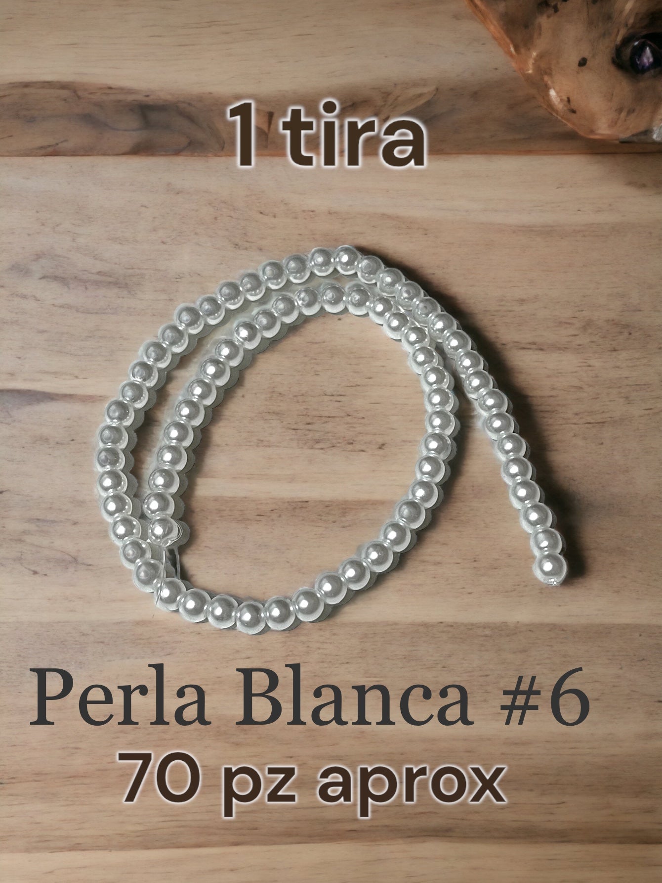 Perla blanca sintética en tira #6
