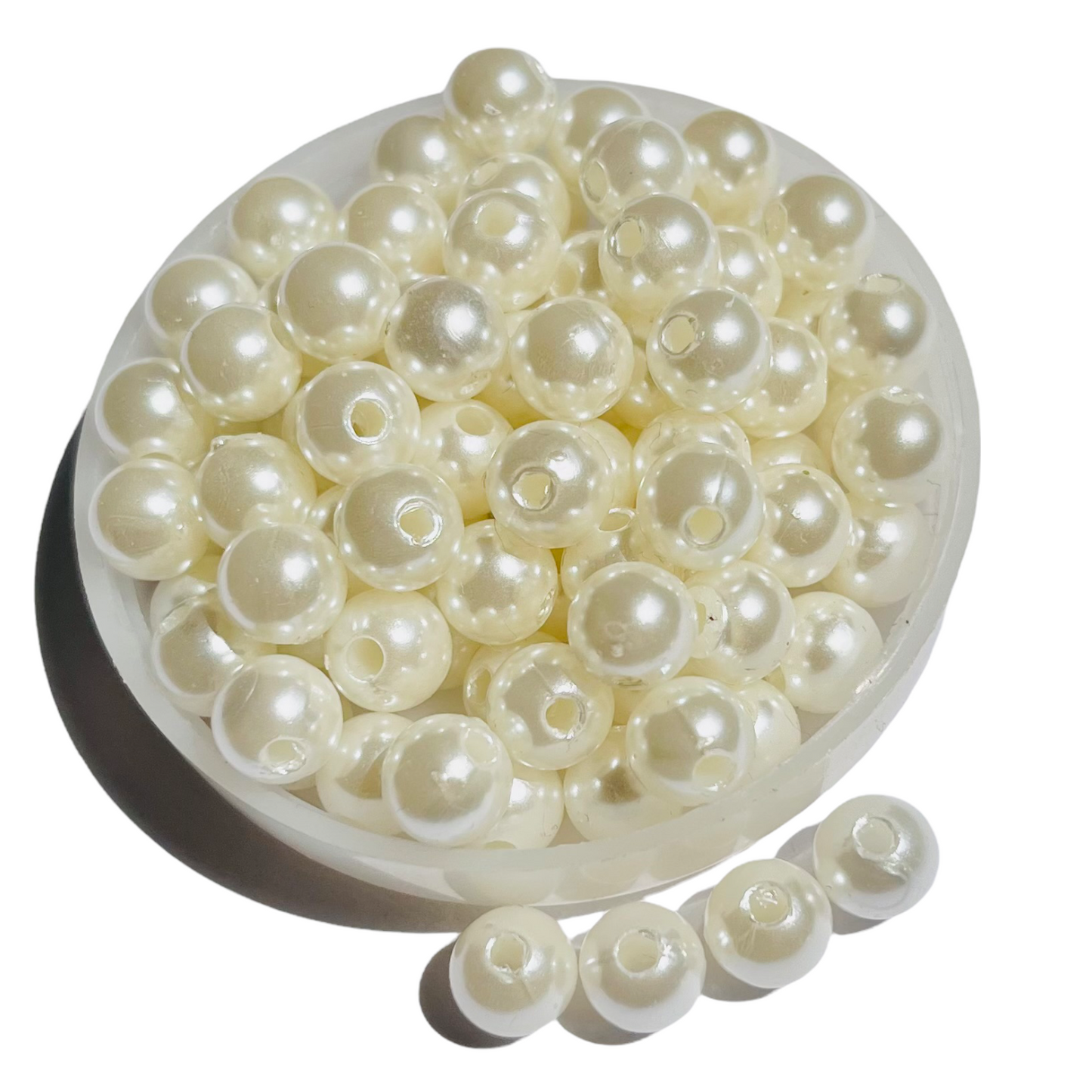 Perla #8 color beige, Perla para bisutería, permita sintética