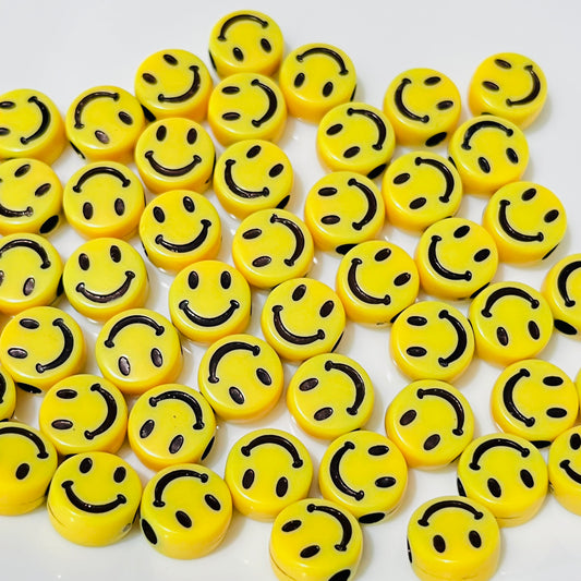 25 happy face amarilla 10mm para armando de bisutería