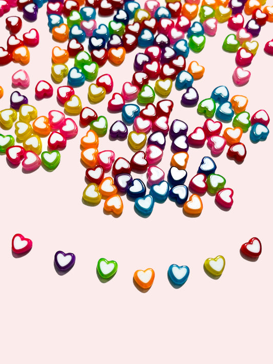 25pz corazón colores con centro blanco