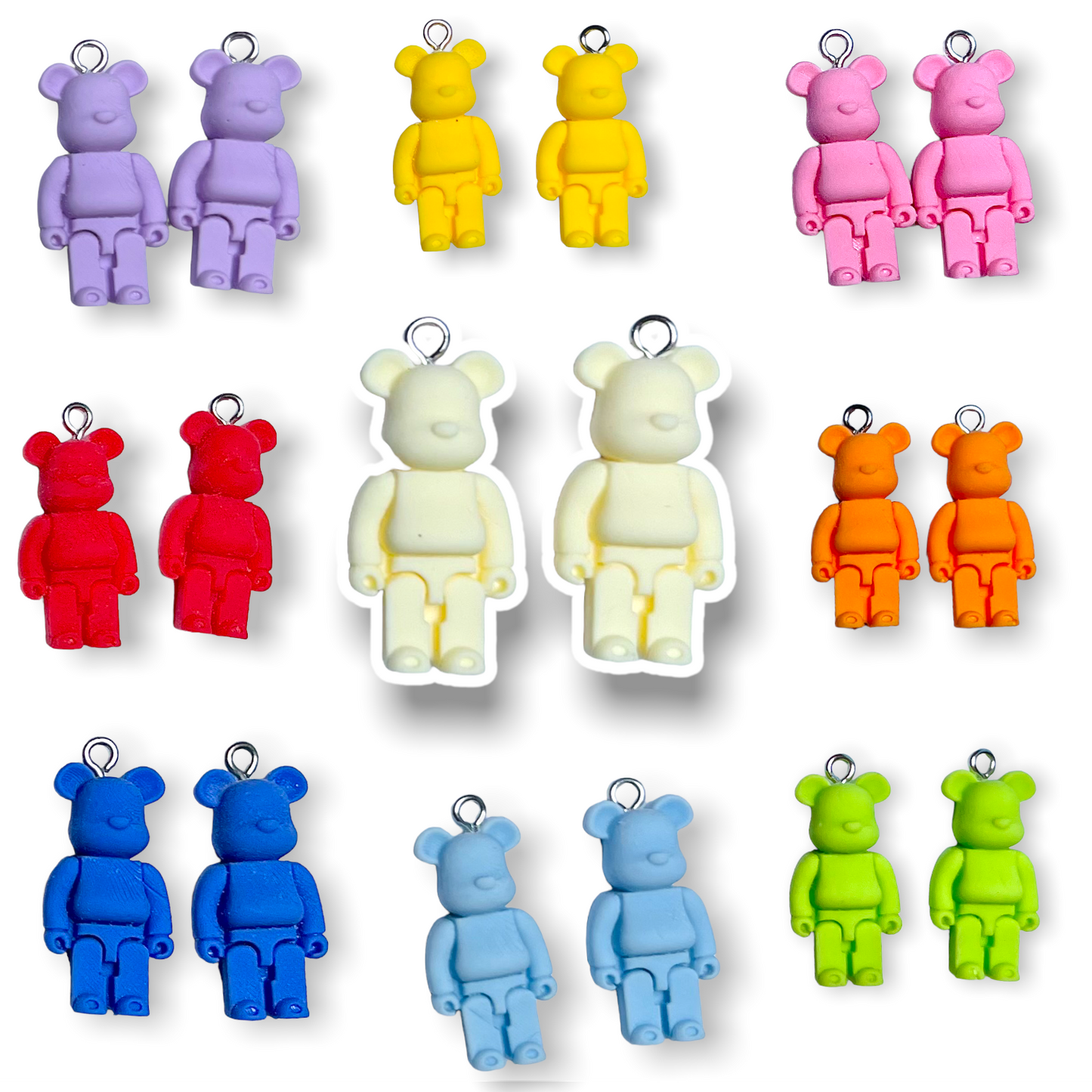 Par de ositos tipo robot, charms de osos para bisutería