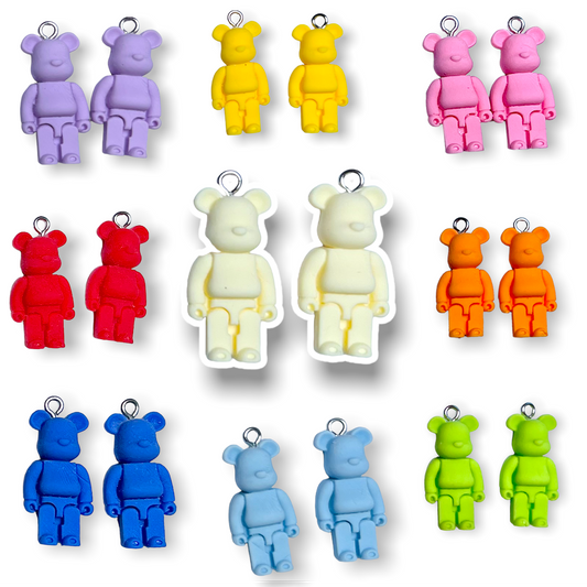 Par de ositos tipo robot, charms de osos para bisutería