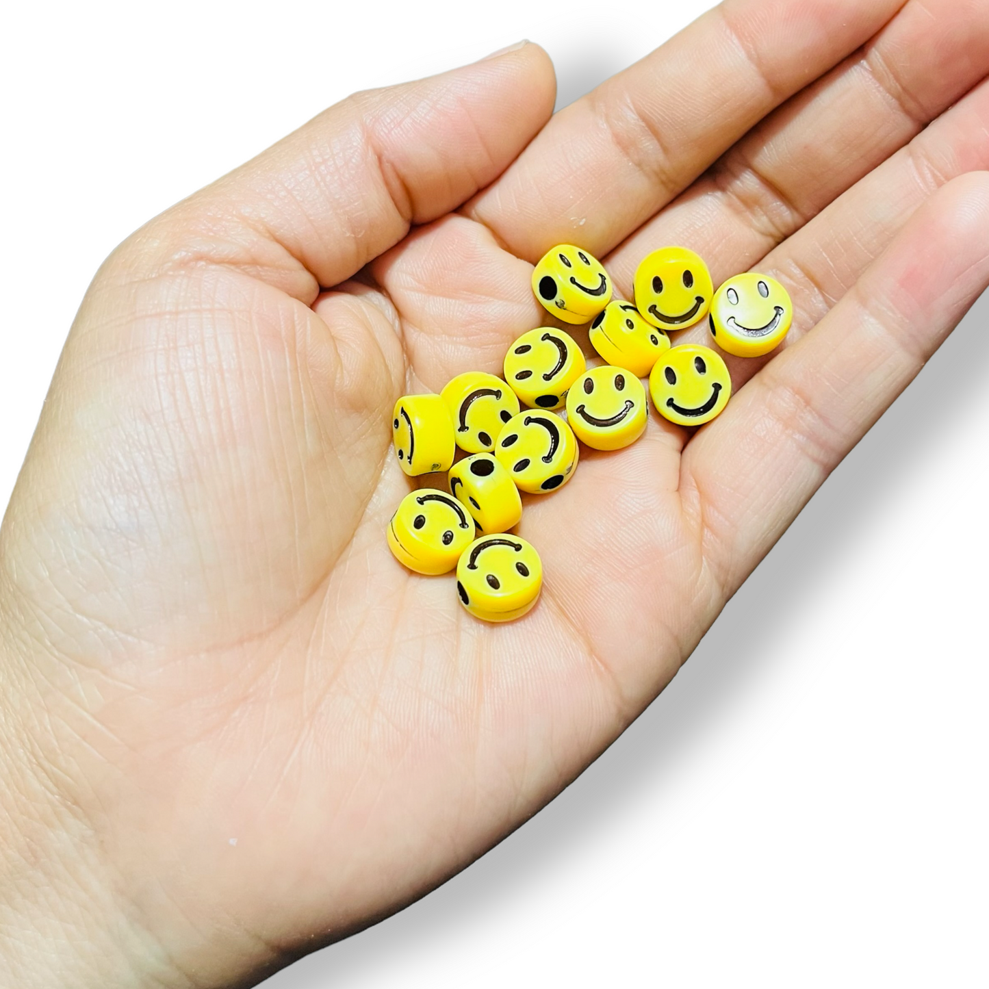 25 happy face amarilla 10mm para armando de bisutería