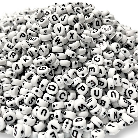 250 gr letra a granel, letra blanco y negro para pulseras y bisutería, abalorios