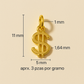 1gr (3pz) dije “$” símbolo dinero chapa de oro