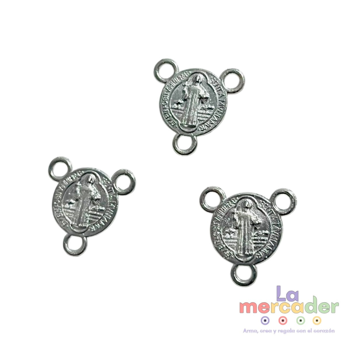 Crucero San Benito metálico 13 mm | Dijes para rosarios y pulseras | Paquete 100 piezas