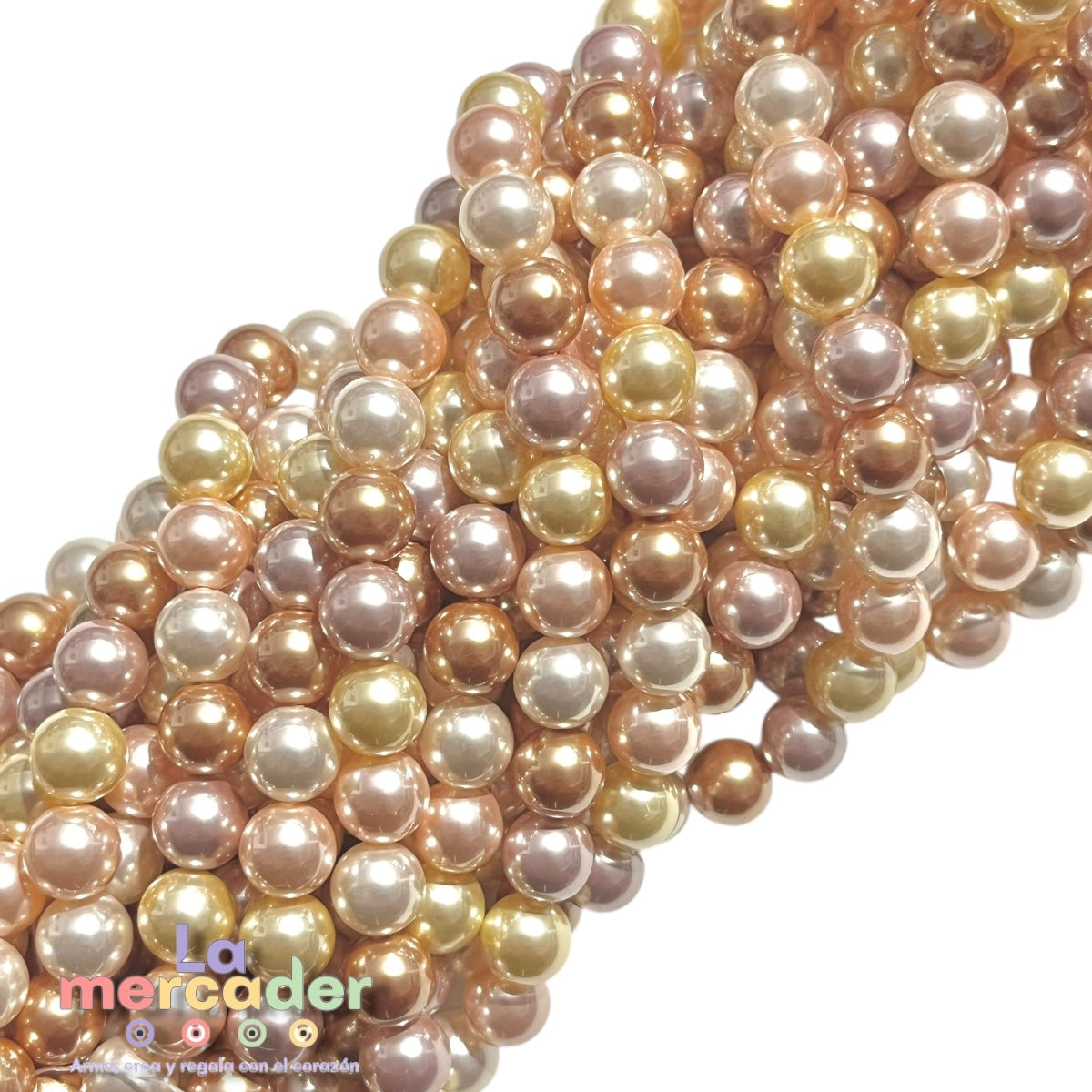 Perla Mallorca – 1 Tira, disponible en #4, #6 y #8 | Perlas Sintéticas para Bisutería Fina