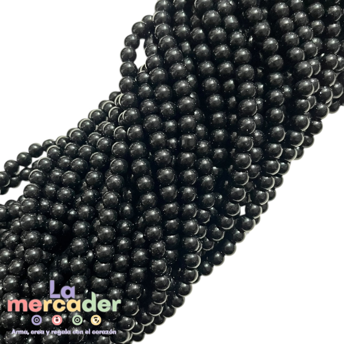 Ónix Negro Brilloso – Tira de Cuentas Naturales Pulidas para Pulseras, Collares y Accesorios