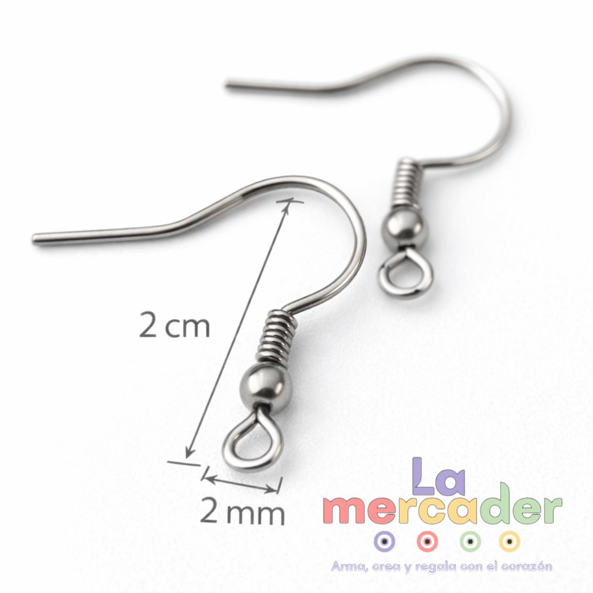 100pz Arillo Africano de Acero Inoxidable | Gancho para Aretes 2 cm | para Bisutería Profesional