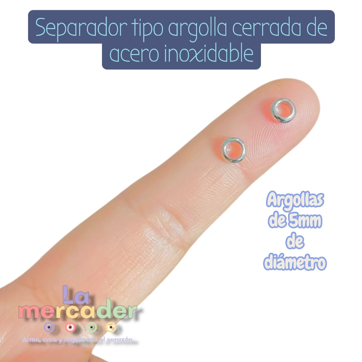 Separadores Tipo Argolla Cerrada de Acero Inoxidable 5 mm | Paquete 50 pzs para Bisutería