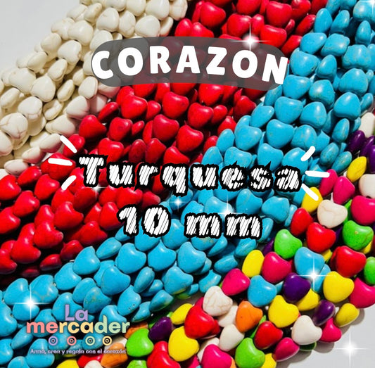 1 Tira Corazones Turquesa – Tira de Cuentas en Forma de Corazón | Bisutería Creativa