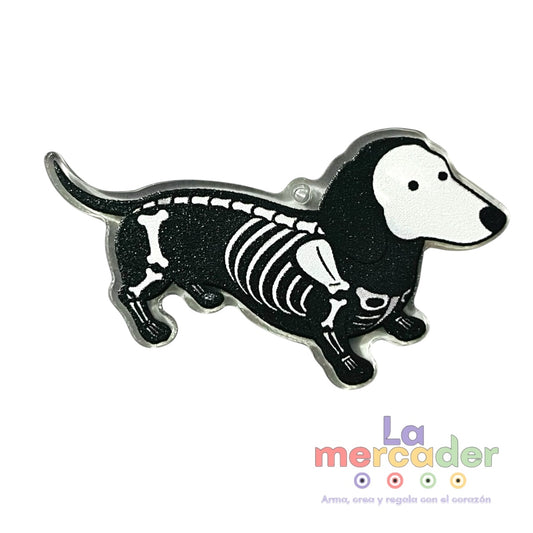 1 pz Dije Perrito Esqueleto, Salchcicha Acrílico