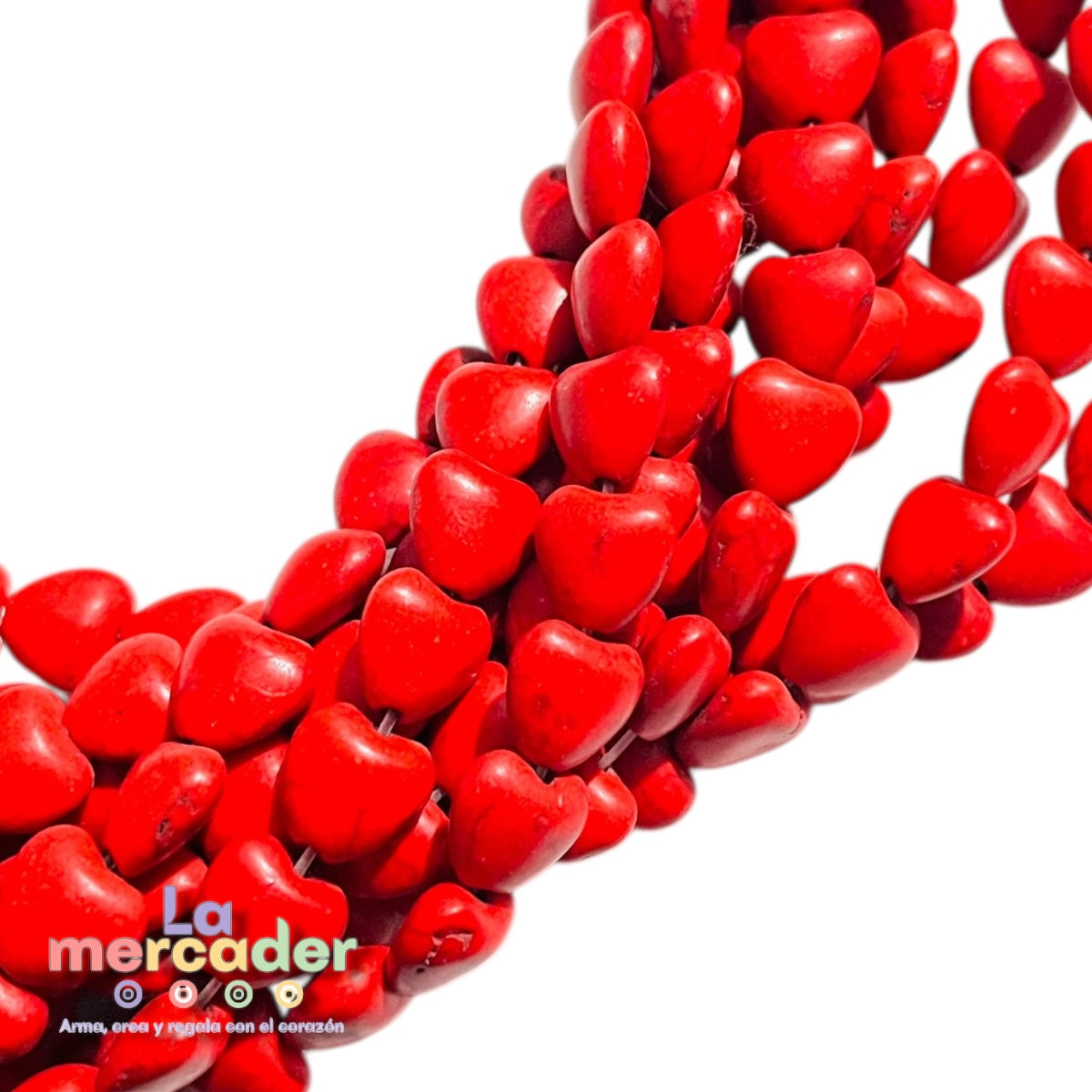 1 Tira Corazones Turquesa – Tira de Cuentas en Forma de Corazón | Bisutería Creativa