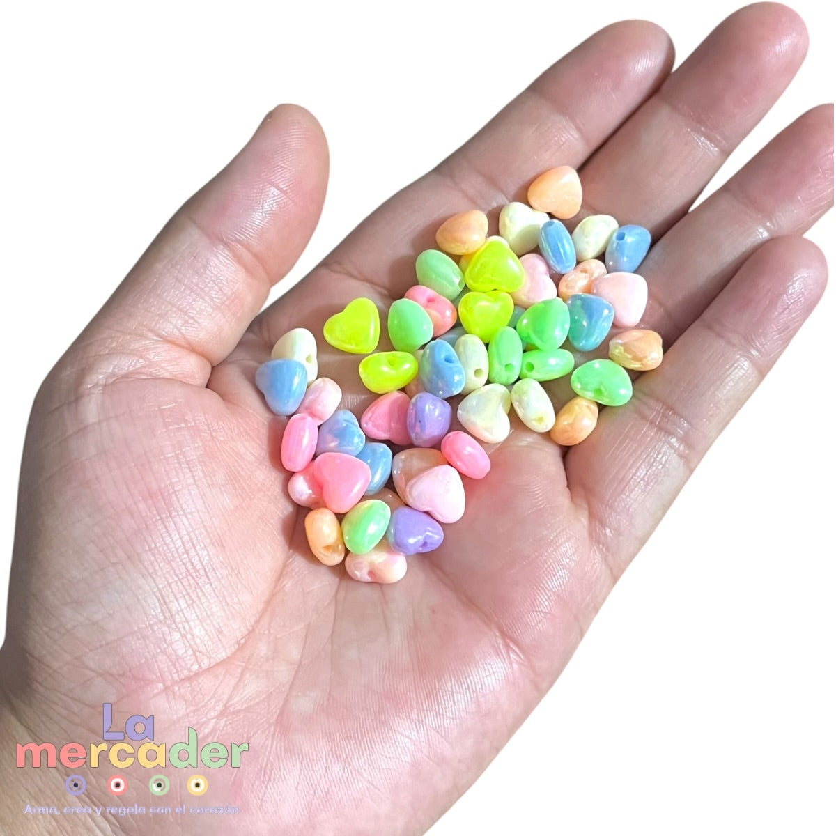 100gr Cuentas Corazón Glossy Multicolor 8 mm para Bisutería 500pz