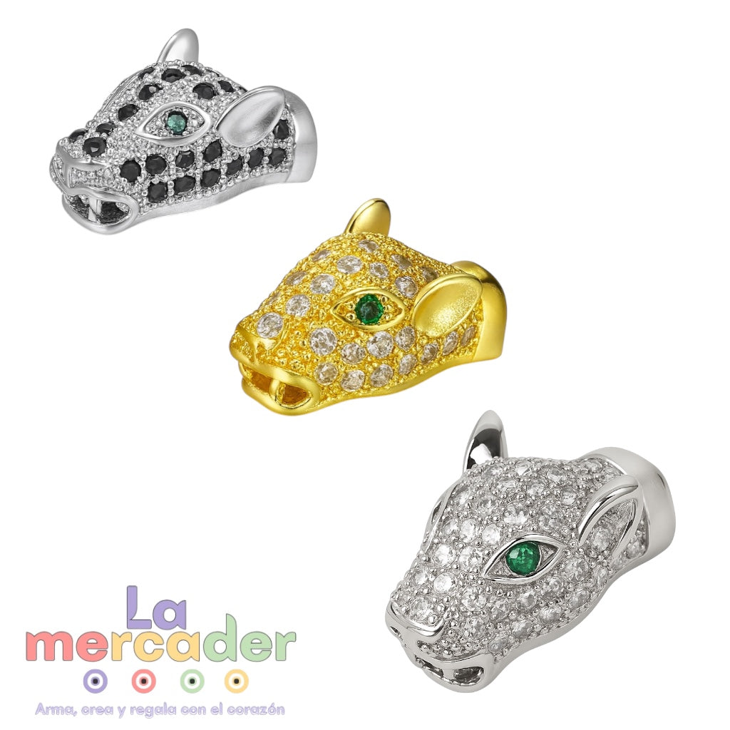 1 pz Dije Micropave Cabeza de Jaguar 🐆 Circonias