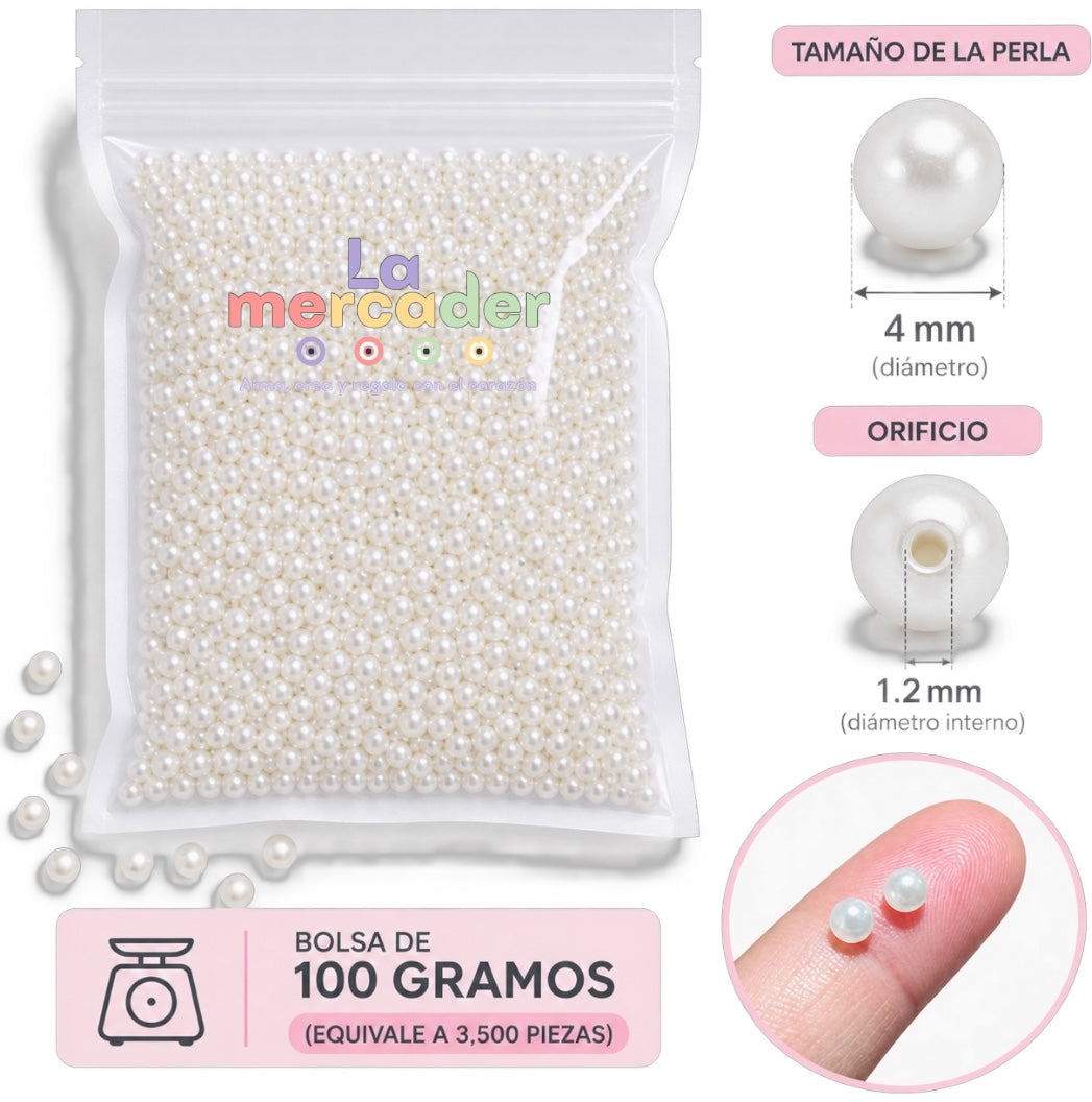 Perlas Acrílicas 4 mm para Bisutería – Bolsa 100 g
