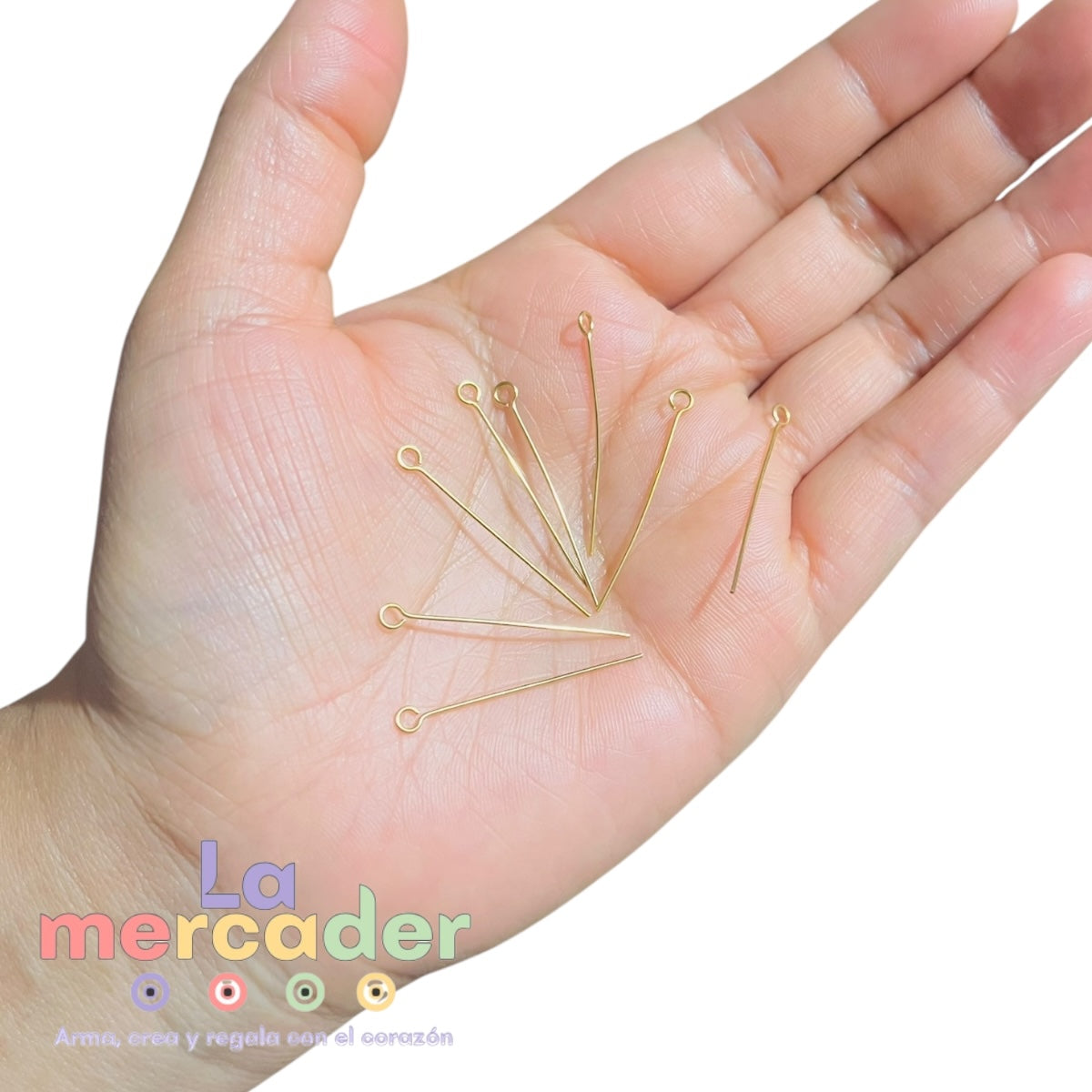 50 pz Alfiler de Engarce Dorado de Acero Inoxidable 3 cm | Loop 2 mm | Paquete para Bisutería Profesional